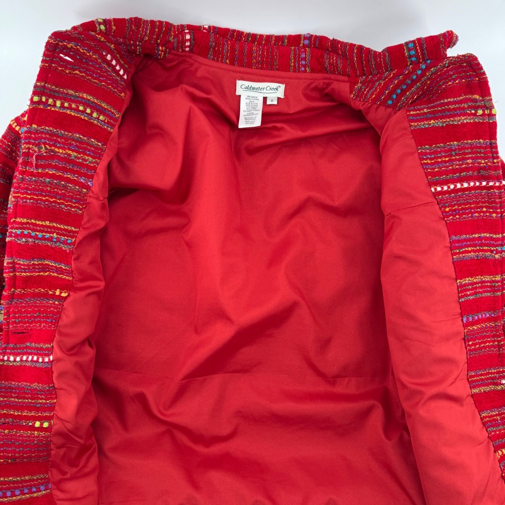 Coldwater Creek Boho Patchwork Jacket Red Size Sm… - image 6